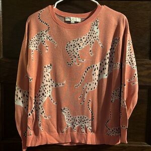 LOFT Pink leopard,cheetah print sweater, Great pre-owned condition